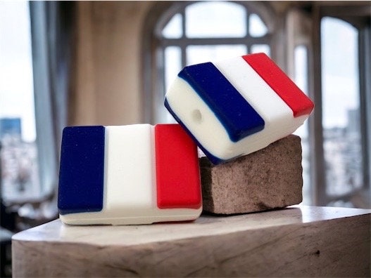 Silicone France Flag Focal Beads - Bulk Silicone Beads Wholesale - DIY Jewelry