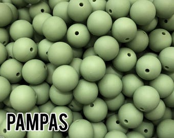 15 mm Pampas Silicone Beads 5-1,000 (aka Sage Green, Light Green, Dusty Green)