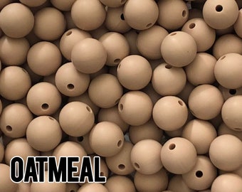 Silicone Beads, 12 mm Oatmeal Silicone Beads 10-1,000 (aka Light Brown, Tan) Beads Wholesale Silicone Beads