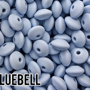 Small Abacus Lentil Saucer Silicone Beads in Bluebell - 12 mm x 7 mm - Bulk Silicone Beads Wholesale - DIY Jewelry