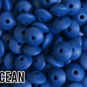 Small Abacus Lentil Saucer Silicone Beads in Ocean - 12 mm x 7 mm - Bulk Silicone Beads Wholesale - DIY Jewelry