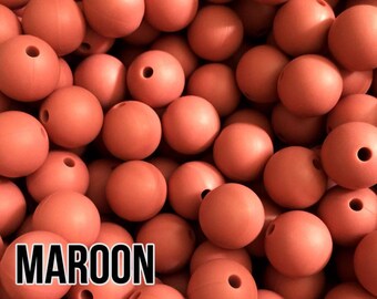 12 mm Maroon Silicone Beads 10-1,000 (aka Terra)
