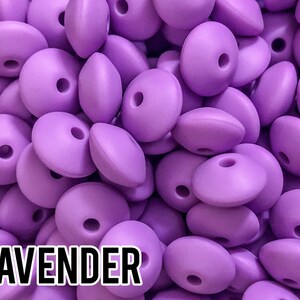 Small Abacus Lentil Saucer Silicone Beads in Lavender - 12 mm x 7 mm - Bulk Silicone Beads Wholesale - DIY Jewelry