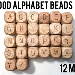 B-Z Wood Alphabet (Out of stock of letter A) - 12 mm square - Bulk Wood Beads Wholesale - DIY Jewelry