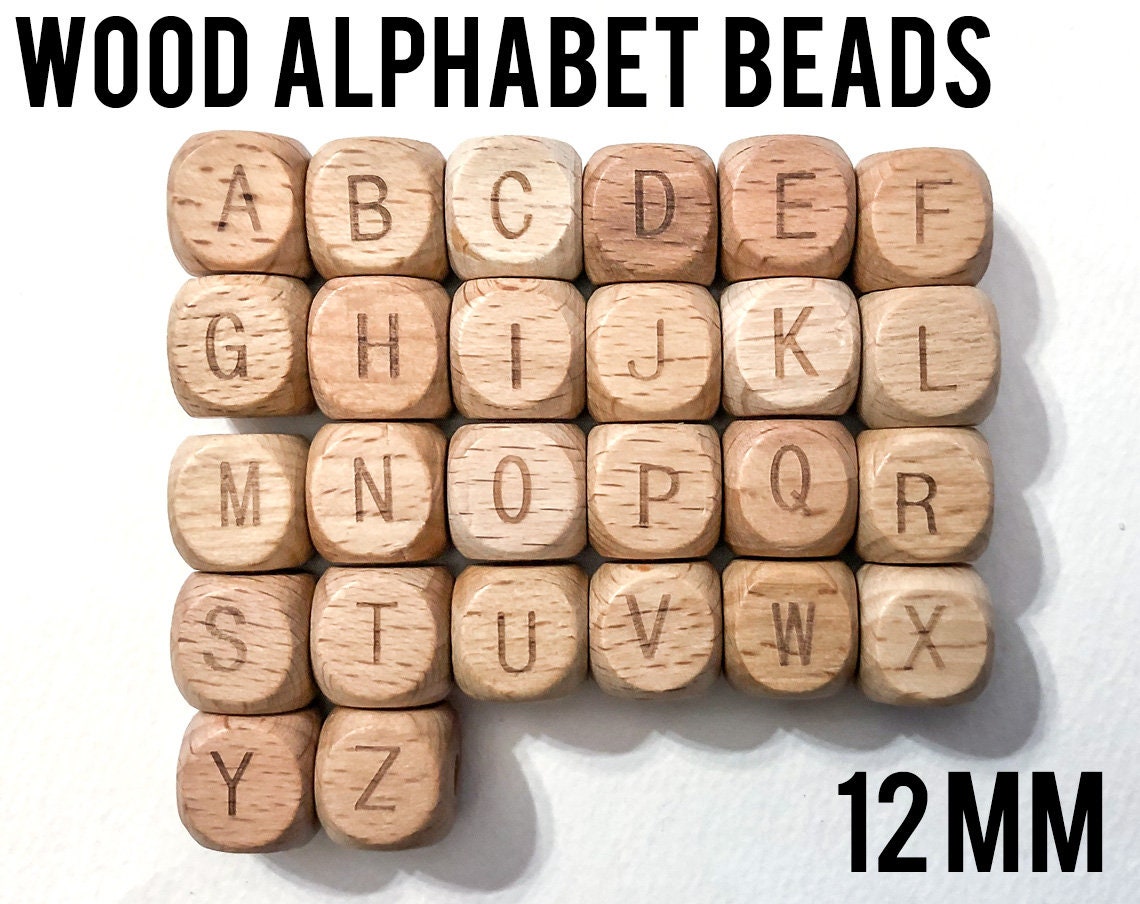 LARGE Wooden Alphabet Beads, 12mm Beech Wood Letter Beads, Wood Alphabet  Beads, You Choose The Letters! Wooden Letter Beads