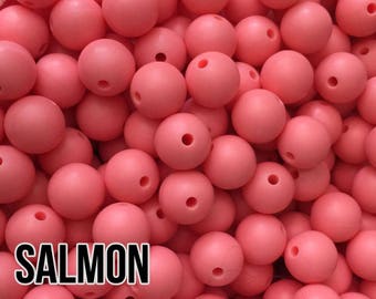 Silicone Beads, 15 mm Salmon Silicone Beads 5-1,000 (aka Pink Orange, Watermelon) Bulk Silicone Beads Wholesale