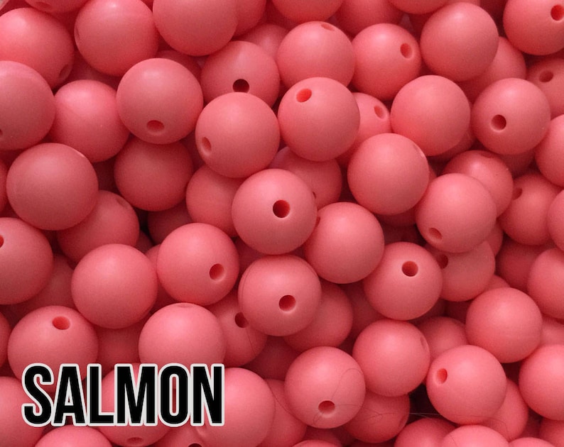 Silicone Beads, 15 mm Salmon Silicone Beads 5-1,000 aka Pink Orange, Watermelon Bulk Silicone Beads Wholesale image 1