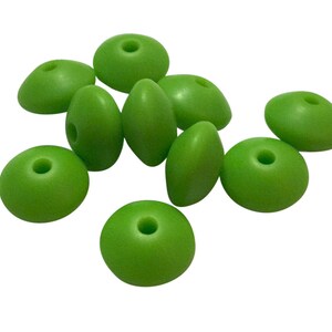 Small Abacus Lentil Silicone Beads in Chartreuse - 12 mm x 7 mm - Bulk Silicone Beads Wholesale - DIY Jewelry