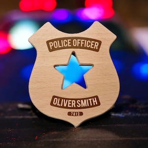 Large Police Officer Wood Shape and Wood Toy 4 in x 3.75 in - DIY Wood - Maple Wood Toy - Montessori Toy - Engravable - Personalized