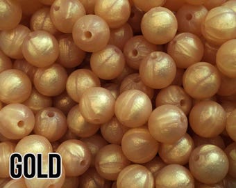 Cuentas de silicona doradas de 12 mm, 10-1000 unidades (también conocidas como amarillo metálico)