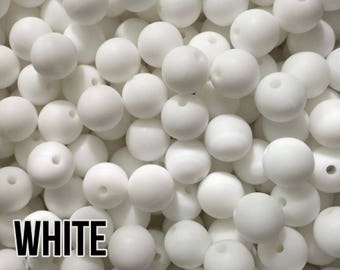 Silicone Beads, 9 mm White Silicone Beads 10-1,000 (aka Snow) Bulk Silicone Beads Wholesale