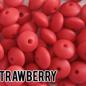 5 Small Abacus Silicone Beads in Strawberry - 12 mm x 7 mm - Bulk Silicone Beads Wholesale - DIY Jewelry