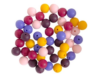 50 Bulk Silicone Beads - Spark - Violet, Periwinkle, Merlot, Quartz, Pencil - Bulk Silicone Beads Wholesale