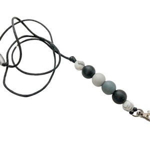 Teacher Lanyard - Neutral Black - Silicone Bead Lanyard - Teacher Necklace