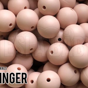 Cuentas de silicona color jengibre de 15 mm, 5-1000 unidades (también conocidas como marrón rosado, rosa claro, naranja claro, melocotón empolvado, rosa tostado). Venta al por mayor a granel.