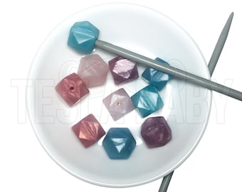 Topes para agujas de tejer - Colores metálicos intensos - Tapas para abalorios - Puntas para abalorios - Topes traseros - Protectores de punta - Topes de extremo - Sujetapuntadas