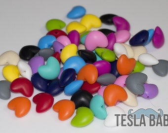 5-50 Heart Silicone Beads - Seamless Silicone Beads in 14 Colors - Bulk Silicone Beads Wholesale - DIY Jewelry
