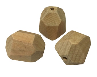 1.55" x 1.27" Geometric Wood Bead - Unfinished 3 mm hole. - DIY Wood Jewelry