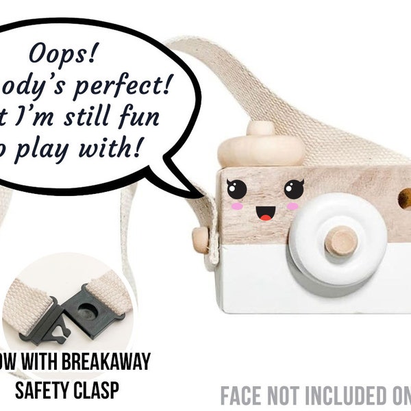 White Wood Play Camera - OOPS! I'm not perfect! Wooden Toy - Free Play - Montessori Waldorf Camera - Photo Prop - Pretend Play