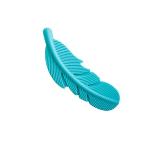 Teal Silicone Feather Pendant Beads - Greenish Blue Turquoise - Bulk Silicone Beads Wholesale - DIY Jewelry
