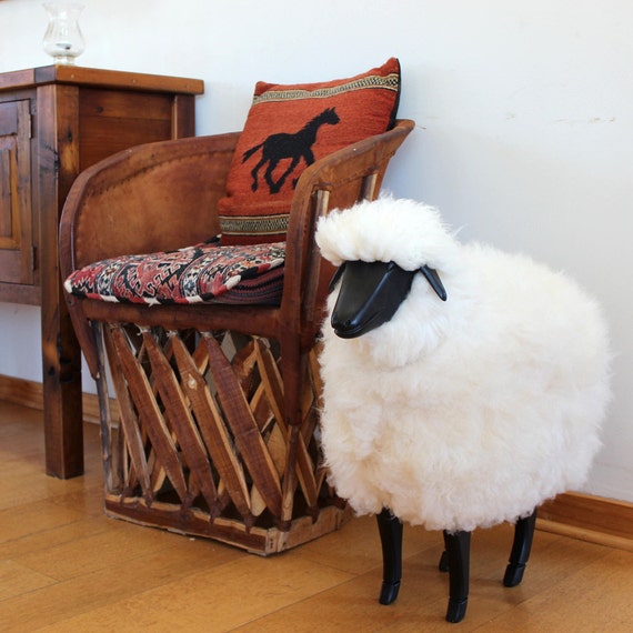 Sheep Footstool Ottoman – Sculptural Animal Footrest – Handmade