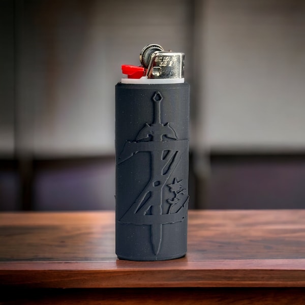 Zelda Inspired Black Matte Lighter Sleeve - Stylish Accessory with Bottom Access Refill Port - 3D Printed for Gamers - Free Shipping