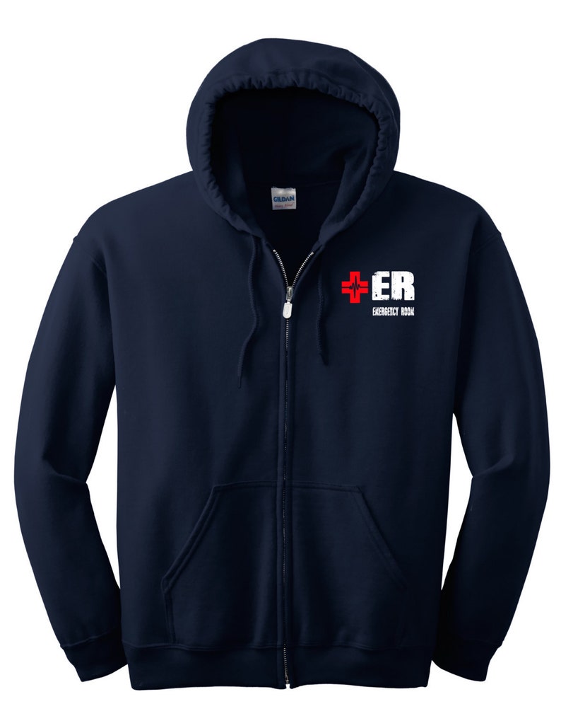 Emergency Department Full Zip Men's Hoodie Jacket Navy Etsy