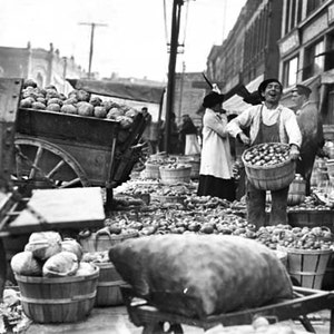 A Potato vendor in Eastern Market Detroit