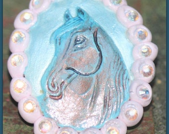 Horse Head Ring - “This Cowgirl's Faith” - Clay ring in stunning colors.