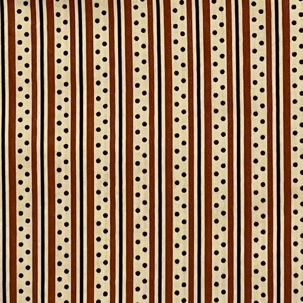 Half Yard Katie Jump Rope Brown & Black Dot Stripe by Densye Schmidt for Free Spirit Fabrics