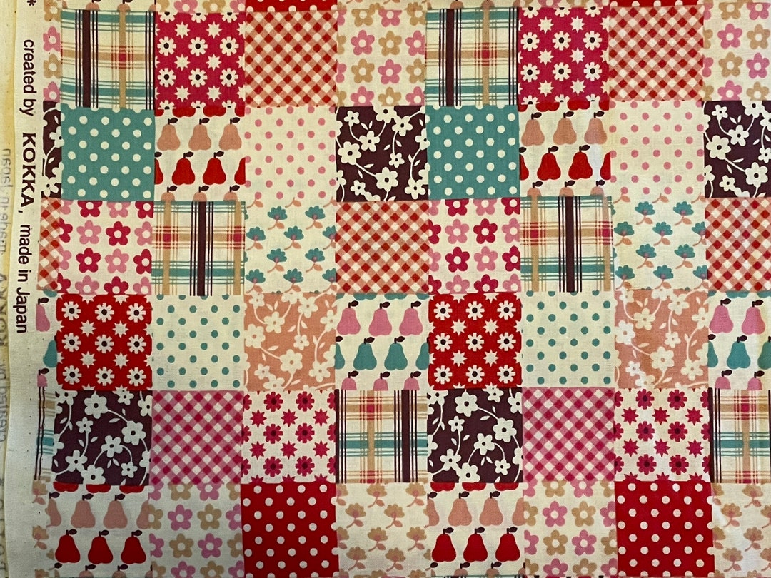 Trefle Kokka Japanese Cotton Quilting Fabric Patchwork Fruit, Flowers