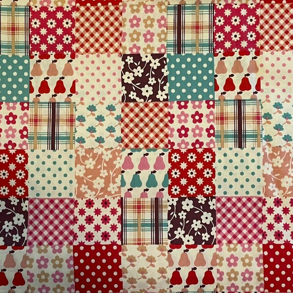 Trefle Kokka Japanese Cotton Quilting Fabric Patchwork Fruit, Flowers, Dots, Checks FQ or more