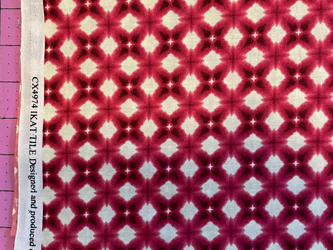 Red Ikat Tile Joann Fabric by the Half Yard Etsy