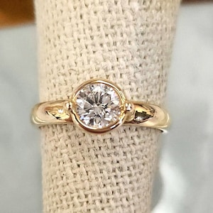 14K Yellow Gold Bezel Set Floating Diamond Solitaire Ring