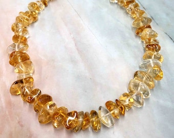 Vintage 14K YG Citrine Free Form Strung  Necklace