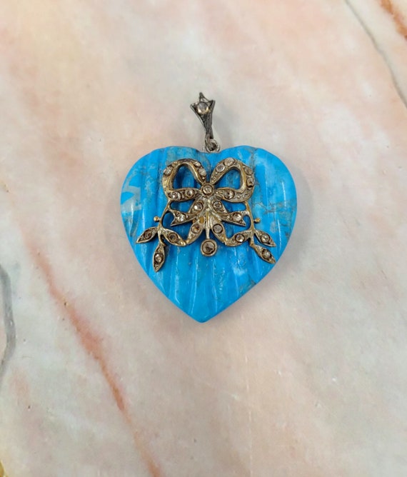 Heart For a Duchess! Antique Turquoise Heart And … - image 4