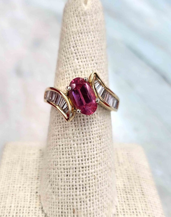 Pink Spinel Ring - Spinel Gold Ring - Oval Spinel 