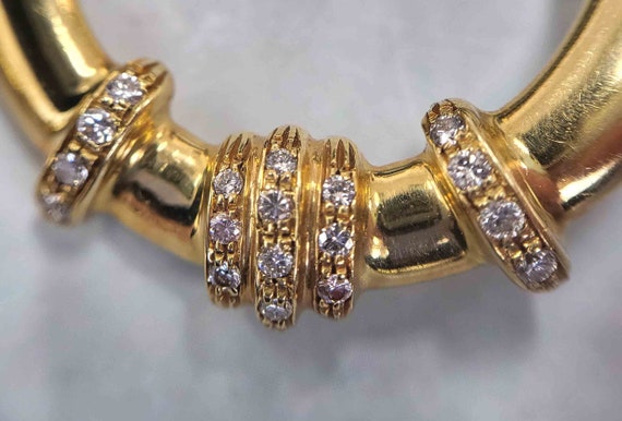 18K Vintage Italian Diamond Hoop Earrings - image 4