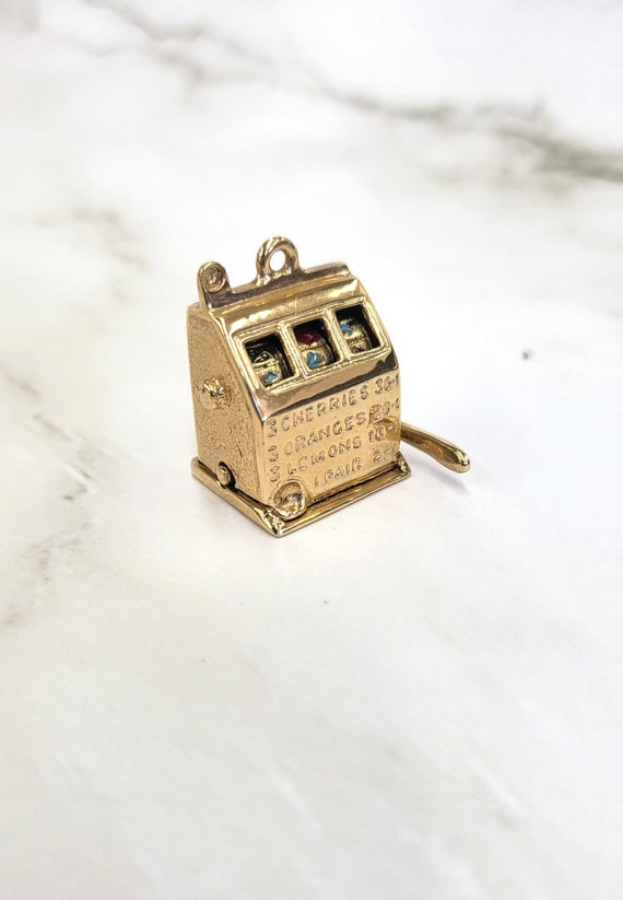 Vintage 1950's 14K Gold Slot Machine Charm Pendant