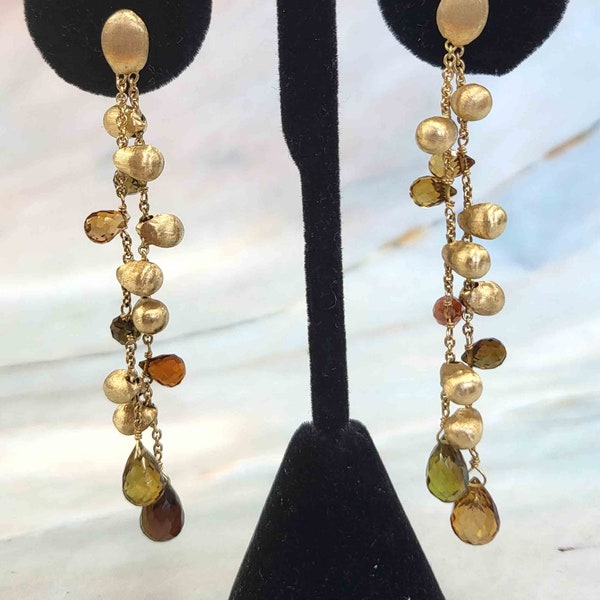 18K Gold Marco Bicego Peridot and Citrine Briolette Dangle Earrings