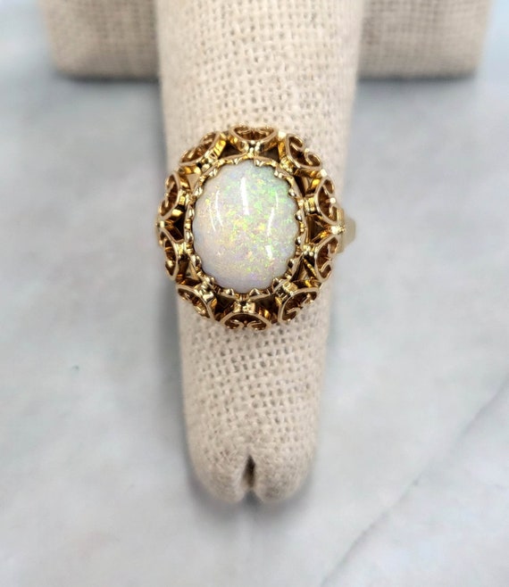 Vintage 14K Yellow Gold Opal Cocktail Ring