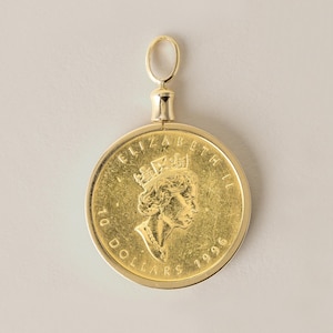 1996 Queen Elizabeth Maple Leaf Canadian 10 Dollar Coin Pendant 1/4 Oz Pure Gold