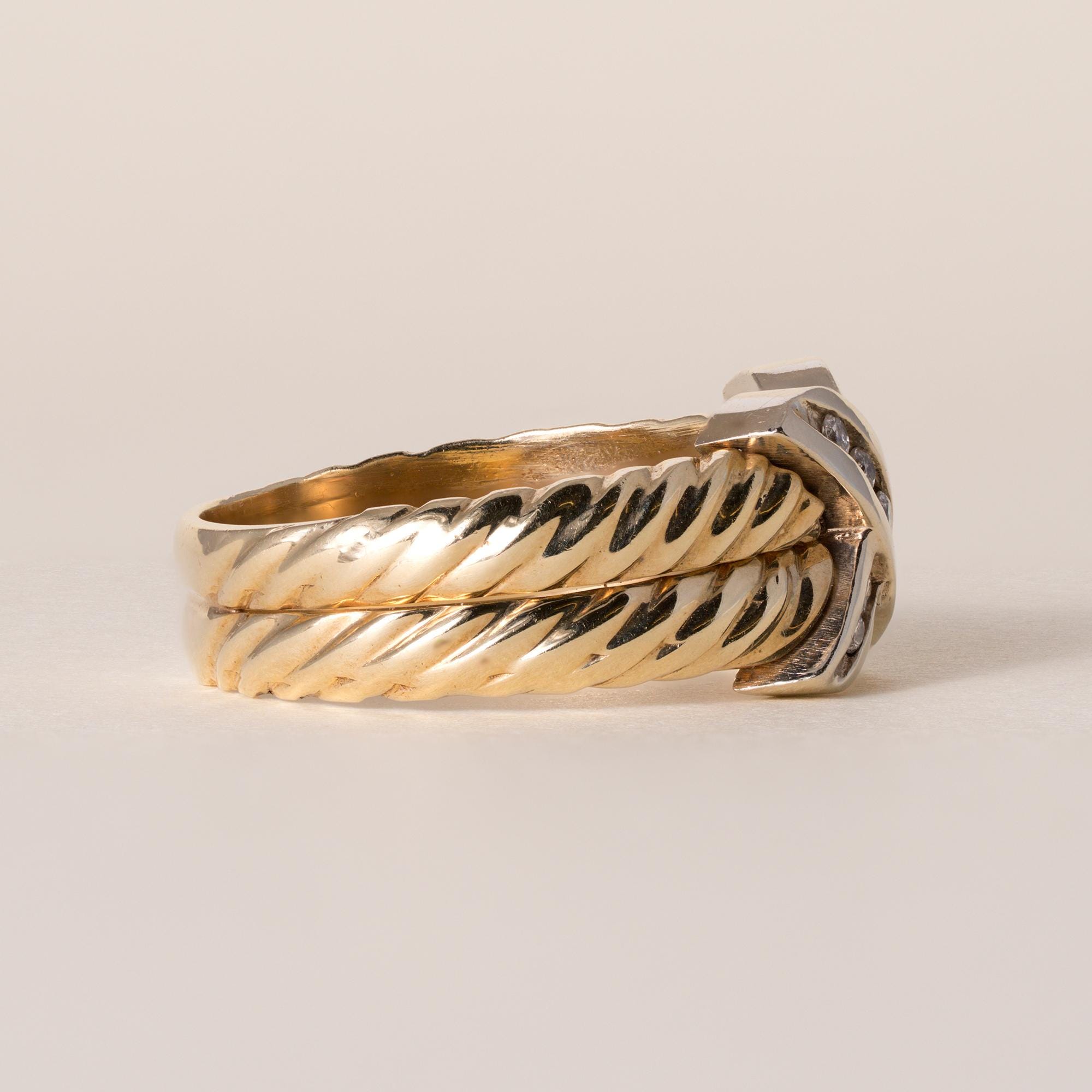 Set Rig Band Estate 14k 2tone Gold Diamond X Channel Set Ring Band - Etsy Australia