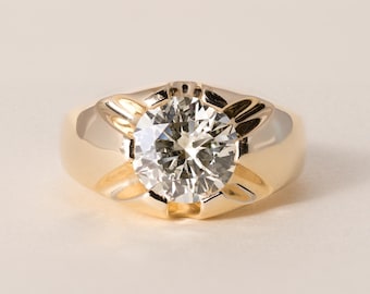 18k gouden 2,70 karaat diamanten Gia U-v Vs1 Sunburst solitaire-ring