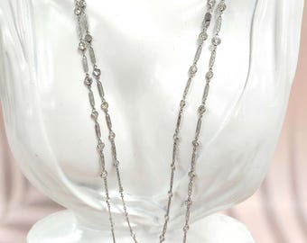 Stunning Antique Platinum Long Chain Diamond Necklace