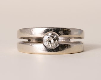 Vintage 14k Gold 0.35 Carat Diamond Split Shank Tension Set Ring Band