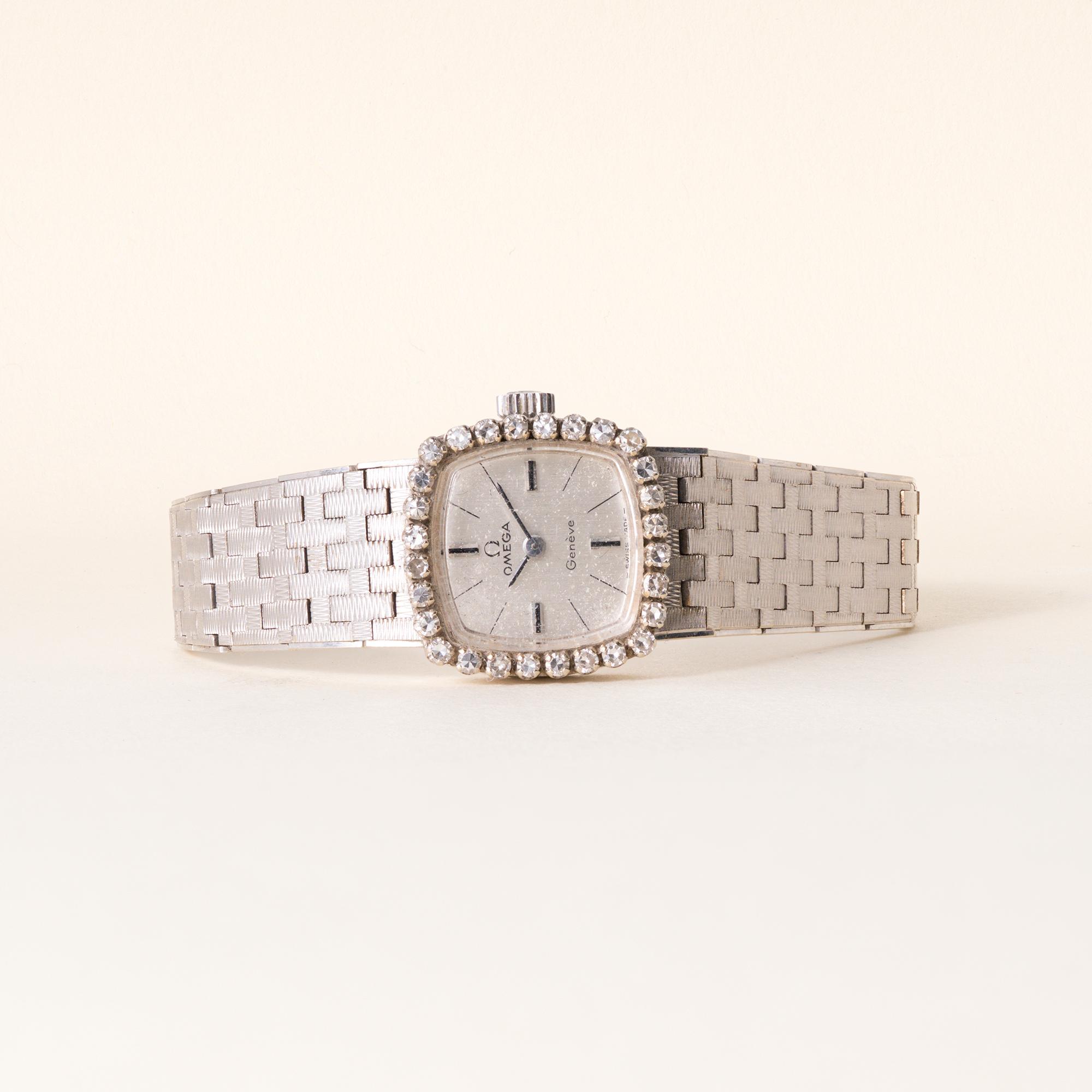 Omega Geneve Watch 1960s Ladies Yellow Gold Tone Case White Dial Bracelet Chain Omega Geneve Gold - Etsy main image 4