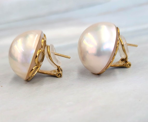 Vintage 18K Gold Classic Large 20mm  Mabe Pearl F… - image 4
