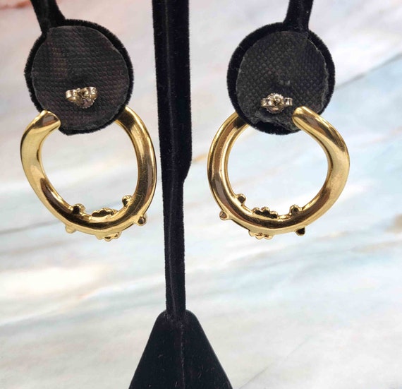 18K Vintage Italian Diamond Hoop Earrings - image 3