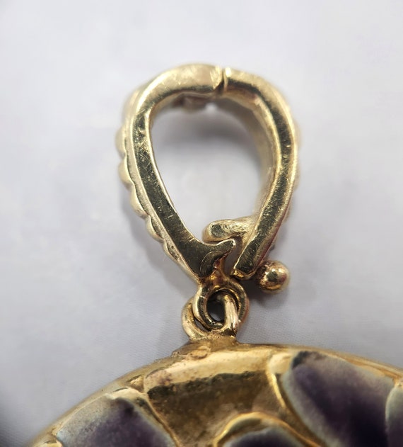 Vintage 14K Gold Purple Enamel Pansies and Diamon… - image 7